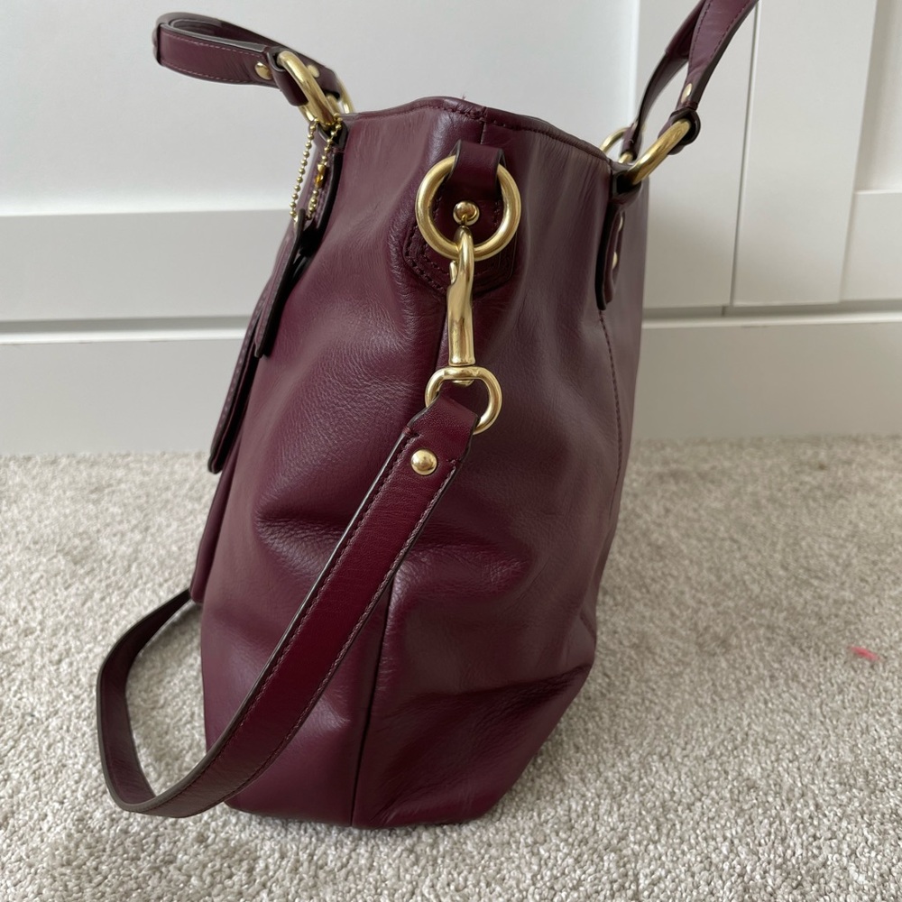 Coach Burgundy Leather Satchel - Picture 4 of 11
